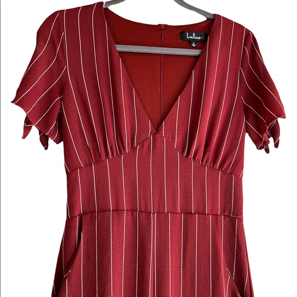 Lulus Pacific Coast Wine Red Striped Culotte Jumpsuit Size Small - Picture 6 of 16